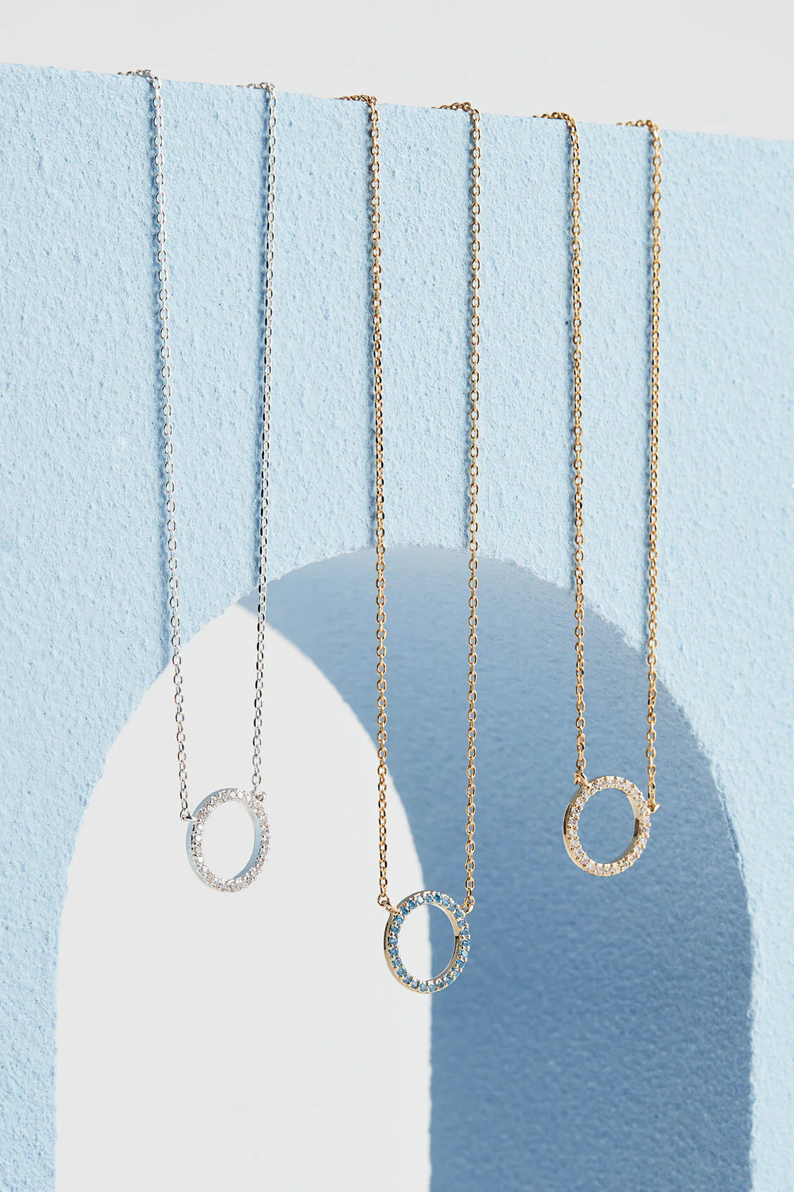 Large Pave Circle Necklace Gold