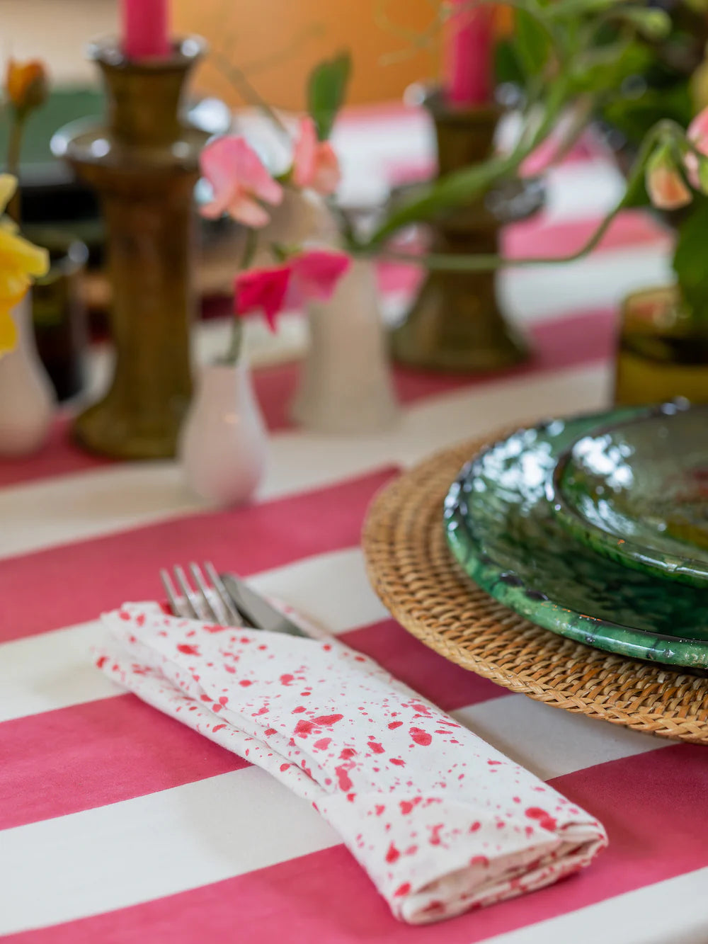 Pink Splatter Napkin Set - Set Of 4