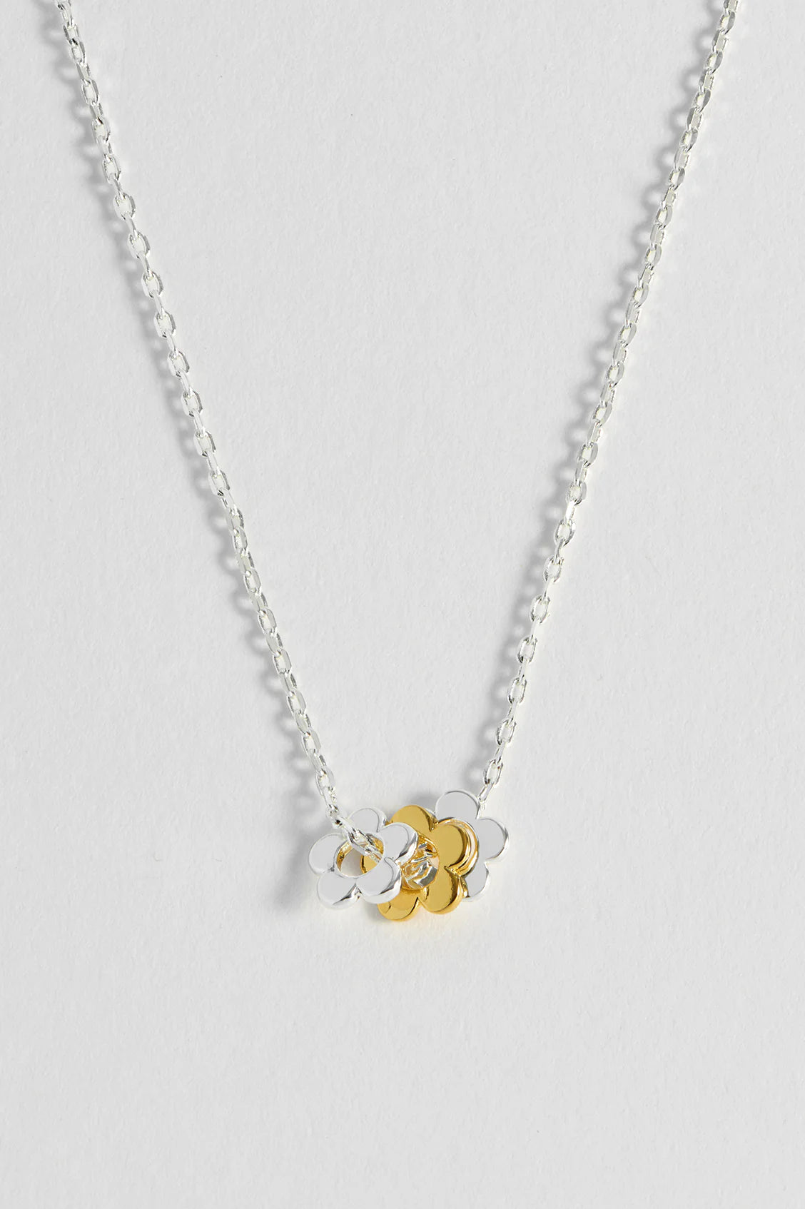 Multi Flower Bead Necklace Gold & Silver
