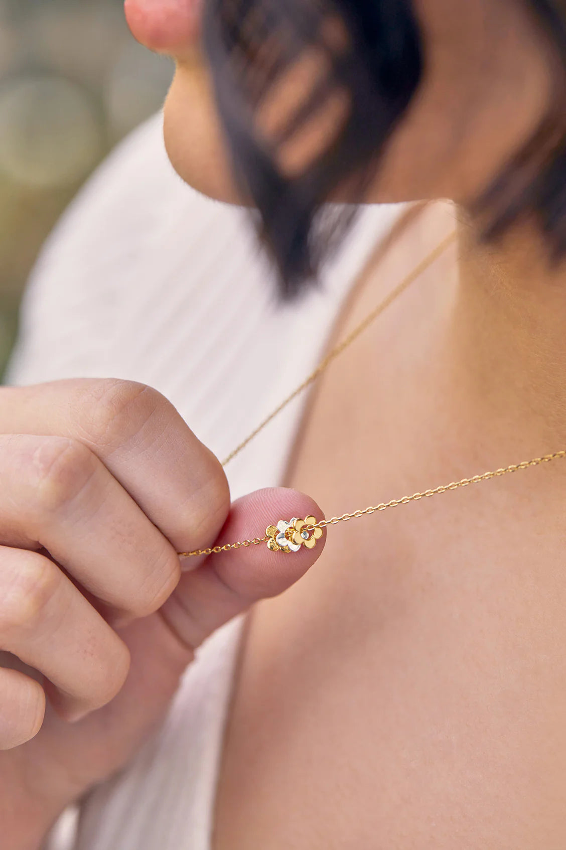 Multi Flower Bead Necklace Gold & Silver