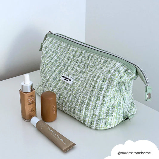Green Tweed Wash Bag