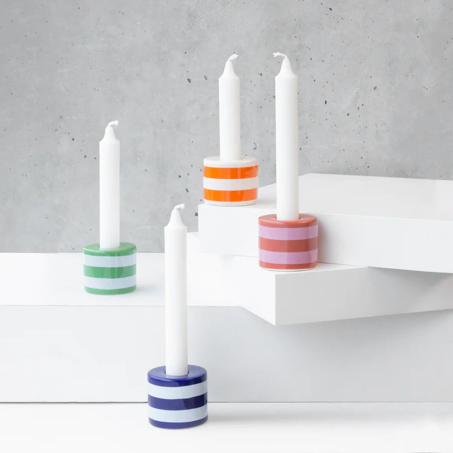 Striped Ceramic Candle Holders