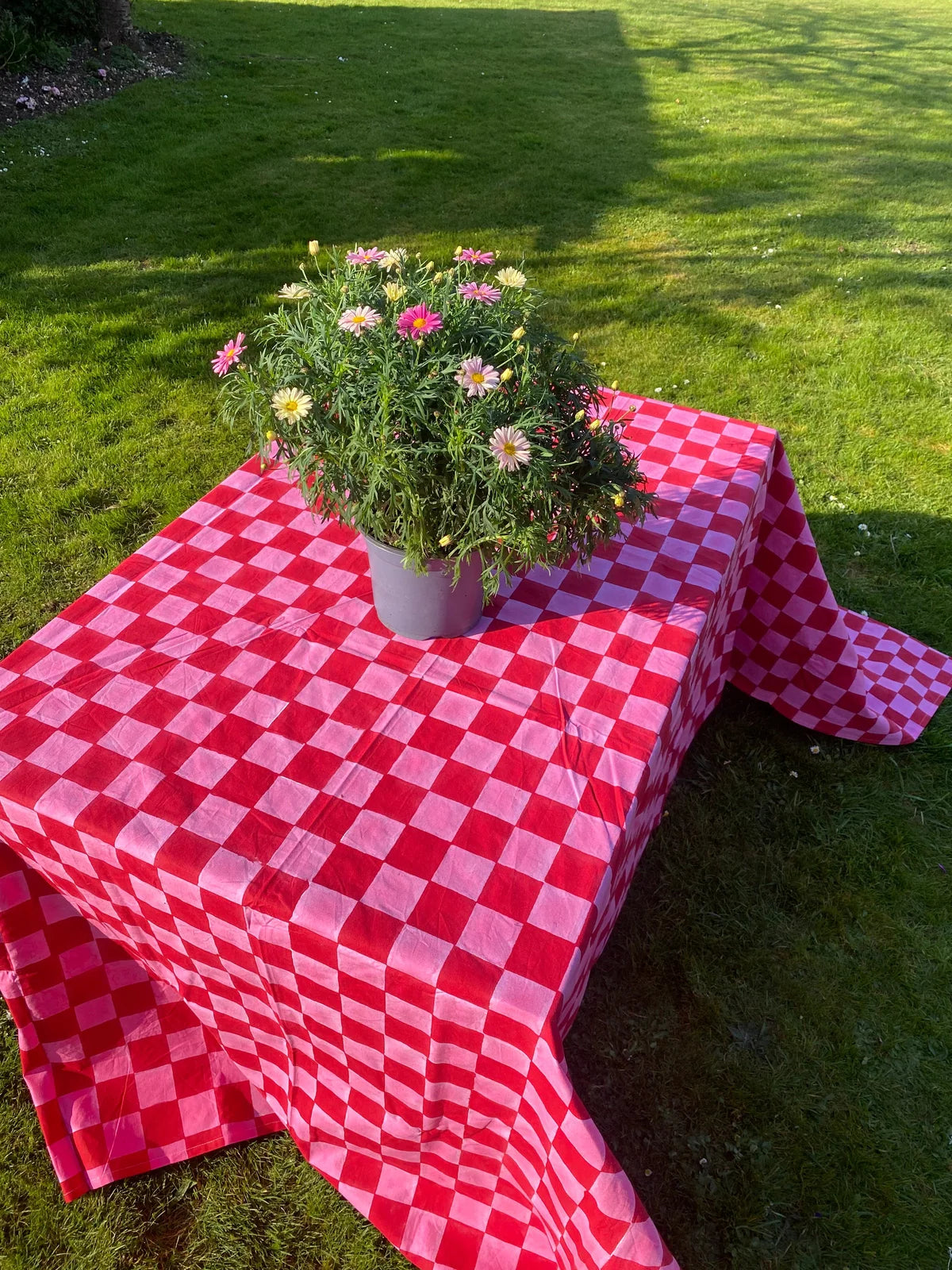 Pink & Red Checkered Tablecloth