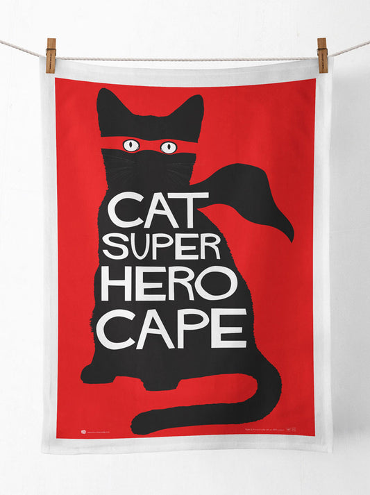 Cat Superhero Tea Towel