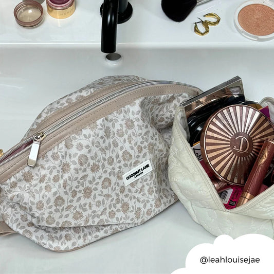 Floral White Wash Bag