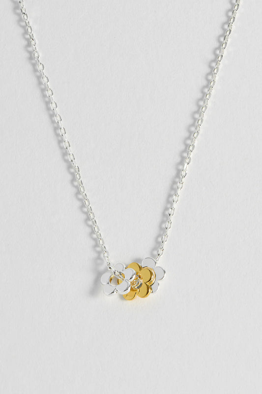 Multi Flower Bead Necklace Gold & Silver
