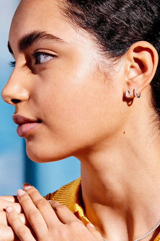 Pave Set Hoop Silver