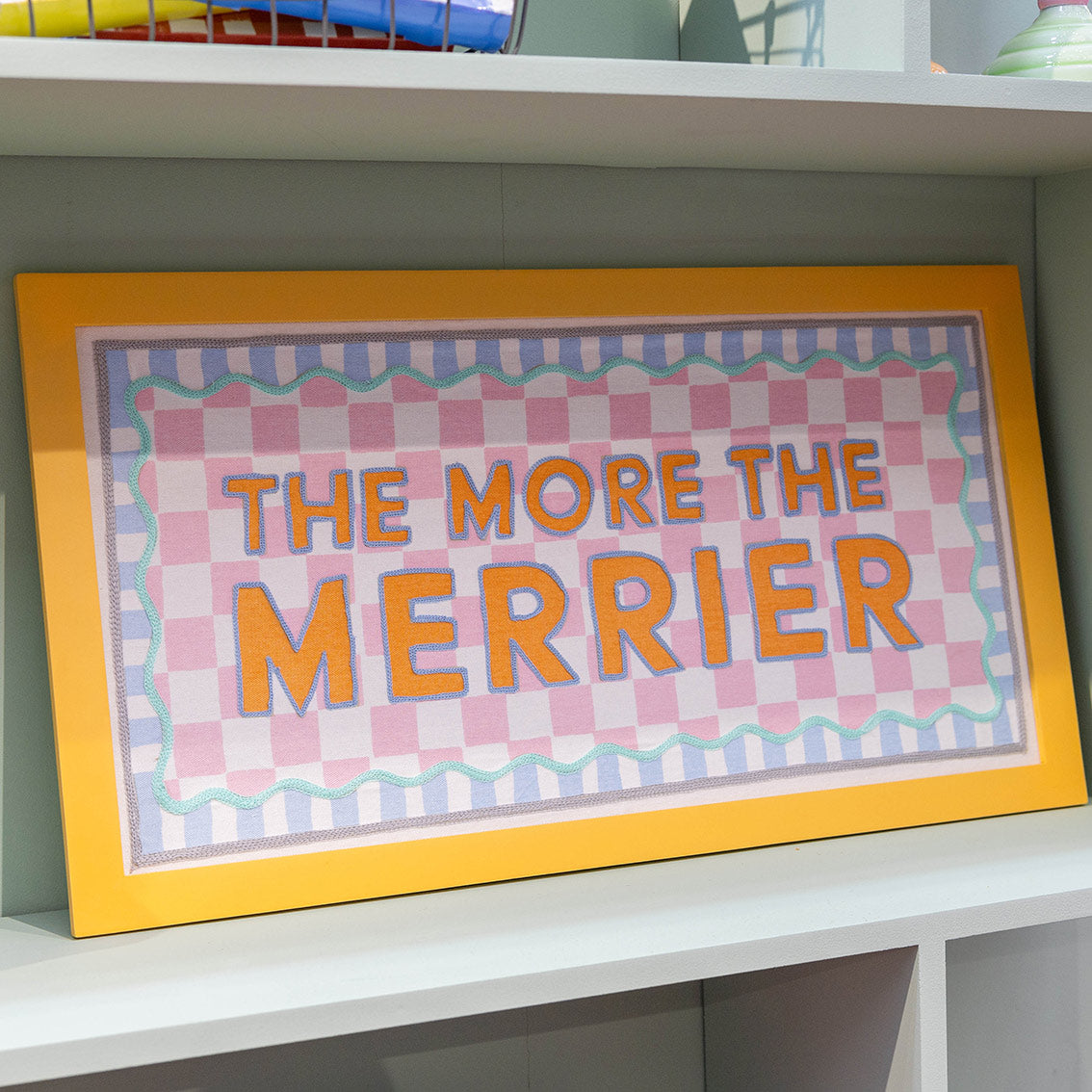 More The Merrier Orange Fabric Framed Sign
